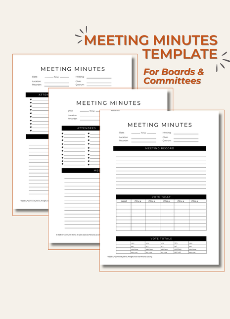 Board Meeting Minutes Template for Boards and Committees