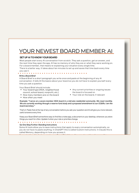 AI Board Meeting Assistant | Prompts and Workflow for Board Members