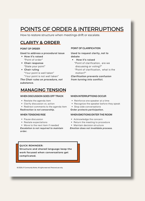 Point of Order & Interruptions | Board Meeting Guide