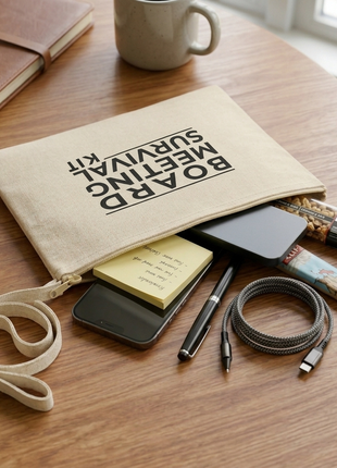 Board Meeting Survival Kit Canvas Pouch | Board Member Zipper Bag