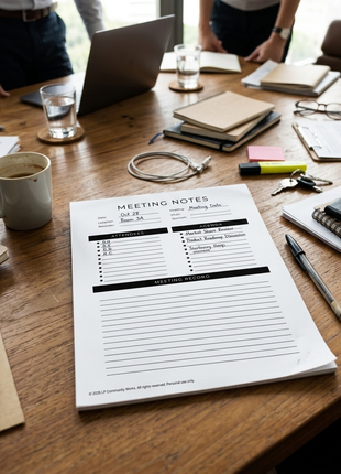 Board Meeting Notes Notepad | Governance Meeting Planner Pad
