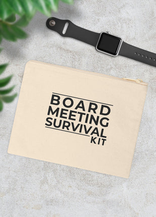 Board Meeting Survival Kit Canvas Pouch | Board Member Zipper Bag