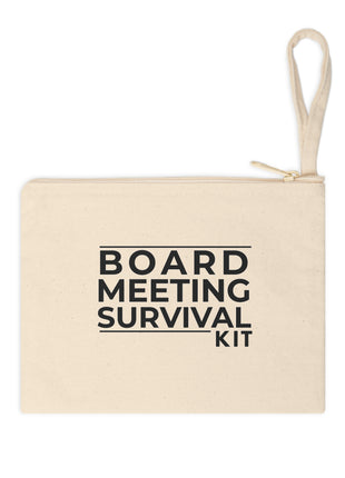 Board Meeting Survival Kit Canvas Pouch | Board Member Zipper Bag