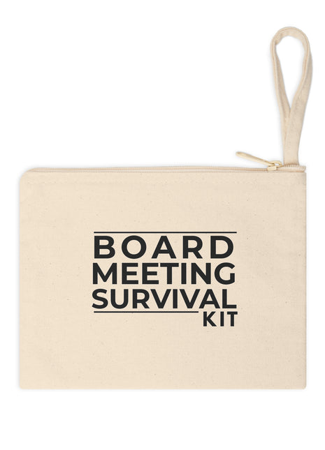 Board Meeting Survival Kit Canvas Pouch | Board Member Zipper Bag