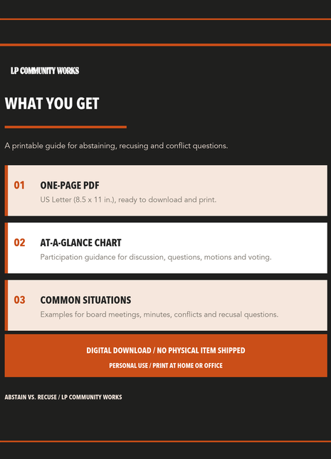 Abstain vs Recuse Guide | Conflict of Interest Board Meeting Reference (PDF)