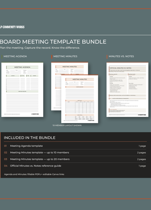 Board Meeting Template Bundle | Agenda, Minutes and Notes