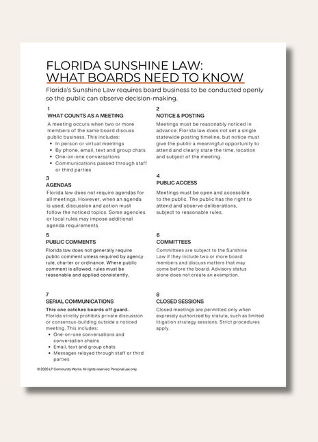 Florida Sunshine Law Guide | What Boards Need to Know