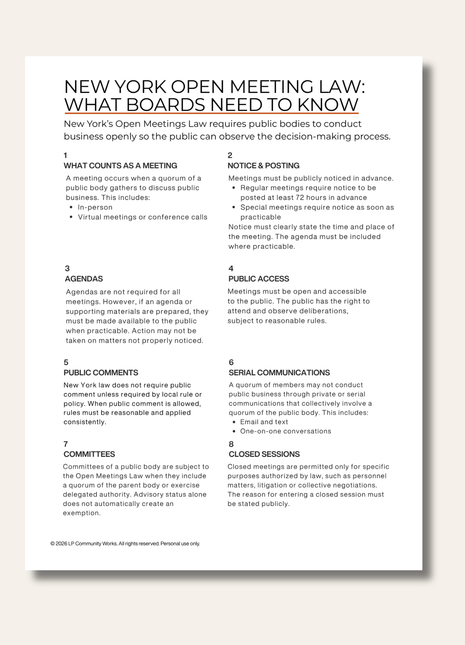 New York Open Meeting Law Guide | What Boards Need to Know