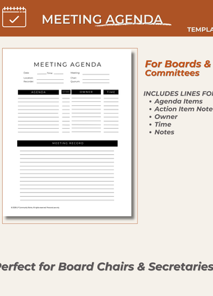 Board Meeting Agenda Template | Editable and Structured