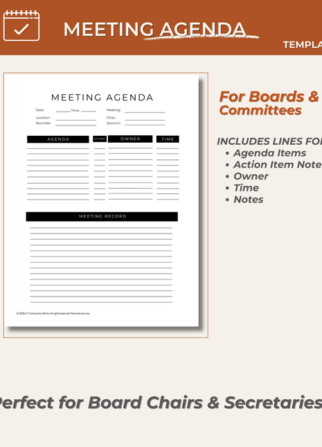 Board Meeting Agenda Template | Editable and Structured
