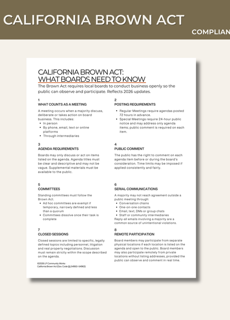 California Brown Act Guide | What Boards Need to Know