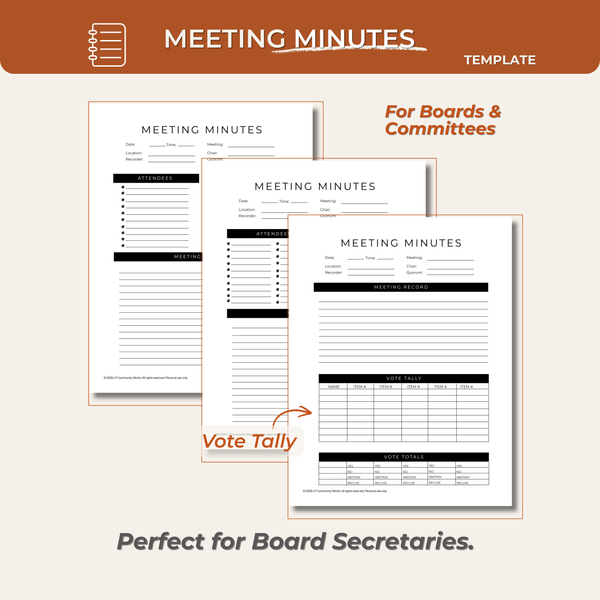 Board Meeting Minutes Template for Boards and Committees