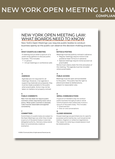 New York Open Meeting Law Guide | What Boards Need to Know