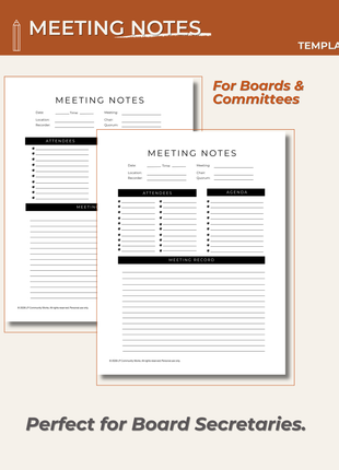 Board Meeting Notes Template for Boards and Committees