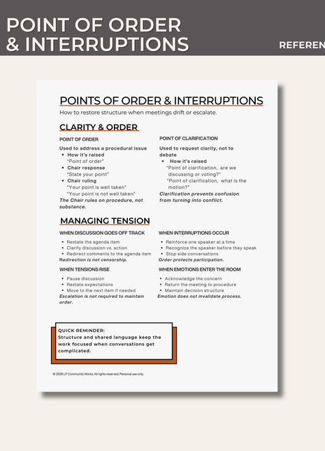 Point of Order & Interruptions | Board Meeting Guide
