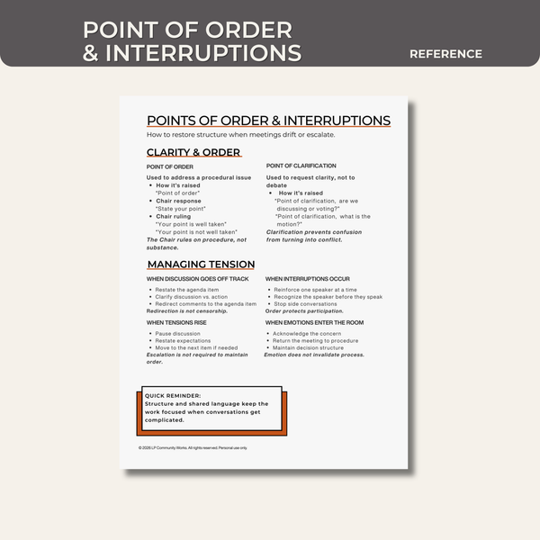 Point of Order & Interruptions | Board Meeting Guide
