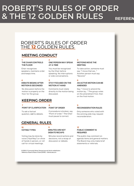 Robert’s Rules of Order | 12 Golden Rules
