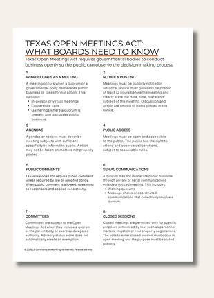 Texas Open Meetings Act Guide | What Boards Need to Know