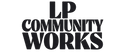 Black text 'LP Community Works' on a white background